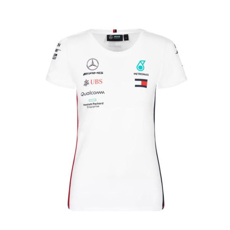 Camiseta Oficial equipe f1 2019 Feminina Mercedes-benz Branco - mbcollection