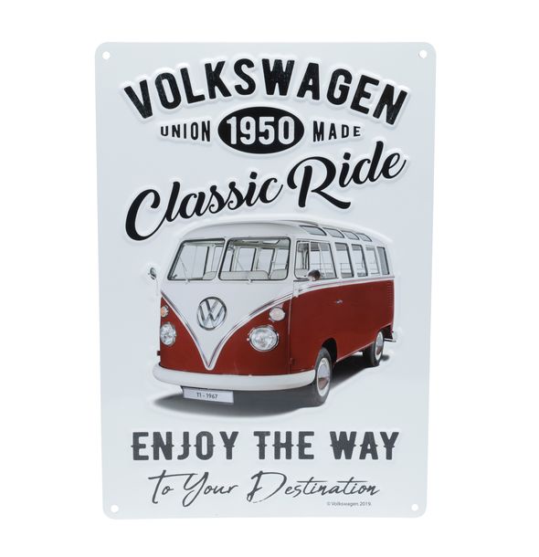 13159_Placa-de-Parede-em-Metal-Recorte-Original-Classic-Ride-32x22-Cm-Kombi-Volkswagen-Branco